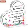 2D Flat, 2D Flat Thank You Gifts for Women, Teacher Appreciation Gifts, Colleague Leaving Gifts Acrylic Heart Plaque Keepsake Desktop Decoration, 2D F