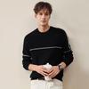Komomboka Men's Striped Round Neck Wool Sweater