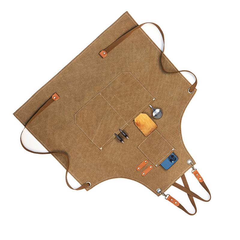 Șorț de tâmplărie Pânză groasă Impermeabil Șorț de lucru pentru grădinărit Cafenea Bej deschis