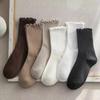 5/6 Pairs Women Anti Slip Lace Round Neck Socks Fashionable Lace Vertical Stripes Soft Comfortable Sweat Absorbing Casual Socks