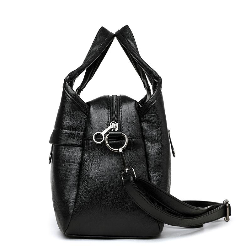 Retro Large Capacity Shoulder Bag Solid Color Messenger Bag PU Commuter Bag