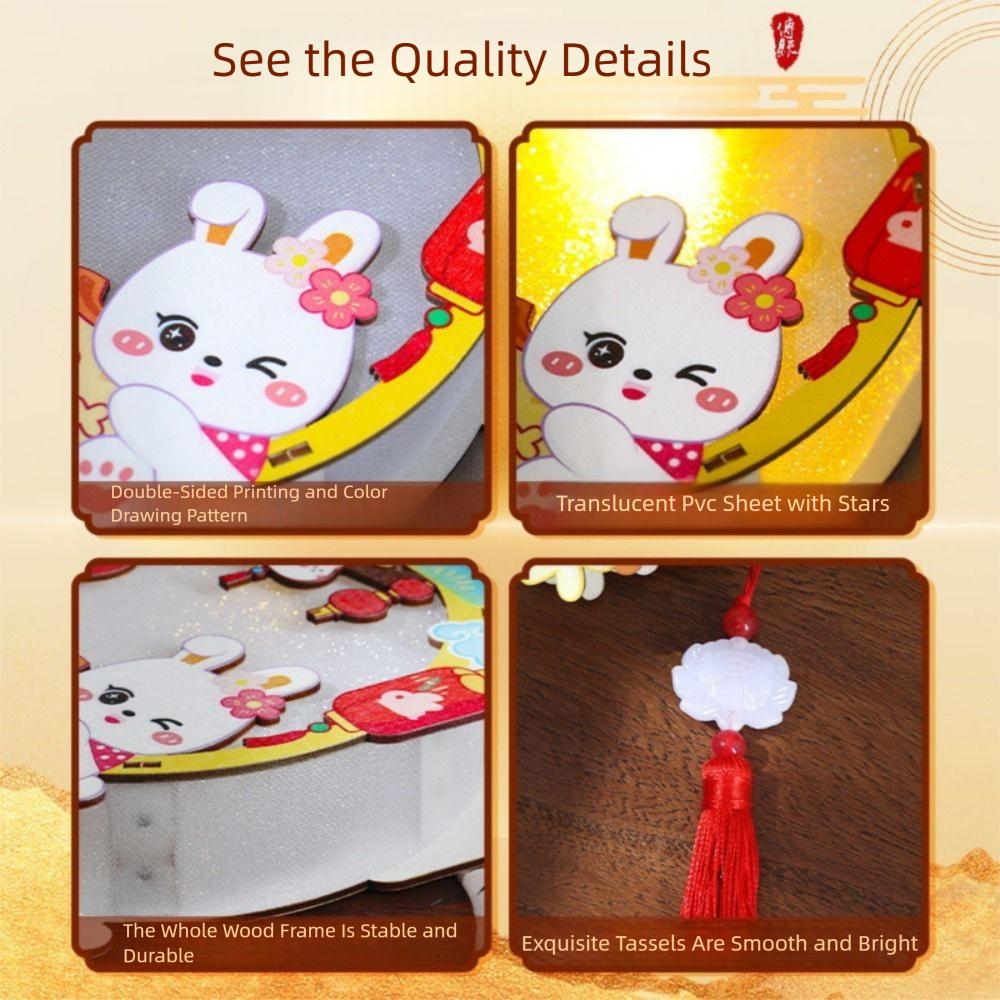 Wooden Festival Lantern Material Pack Creative Ancient Style Rabbit Lantern  Party Supply