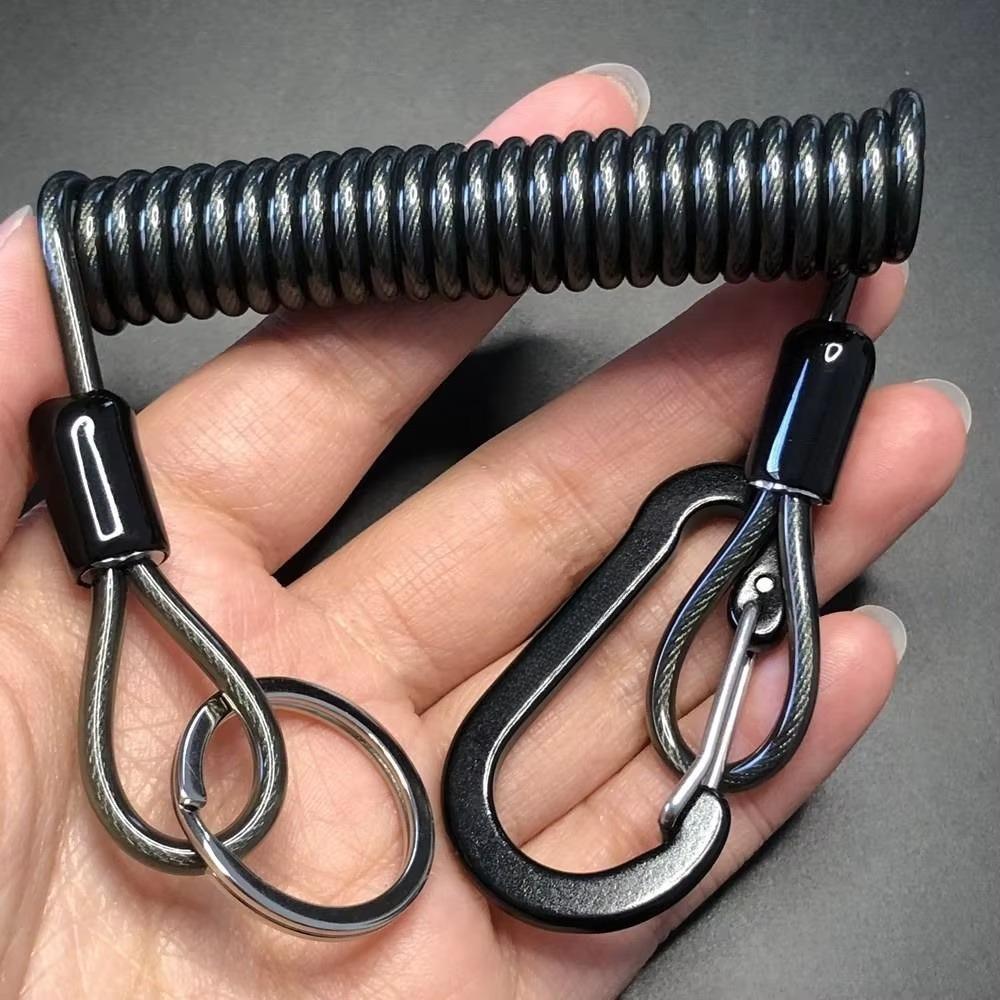 1 szt. Smycz do kluczy Smycz wędkarska Linka zabezpieczająca Klucz Koord Brelok Elastyczna spirala Rozciągliwa smycz Modna linka sprężynowa Skręcana linka z blokadą