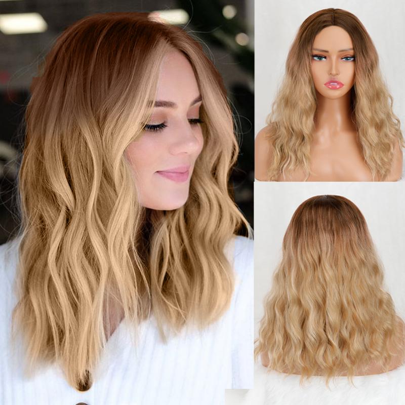 MERISIHAIR Women Short Bob Natural Wavy Pink Wig with Bangs Synthetic Fiber Short Water Wave Wig Daily Wear Cosplay