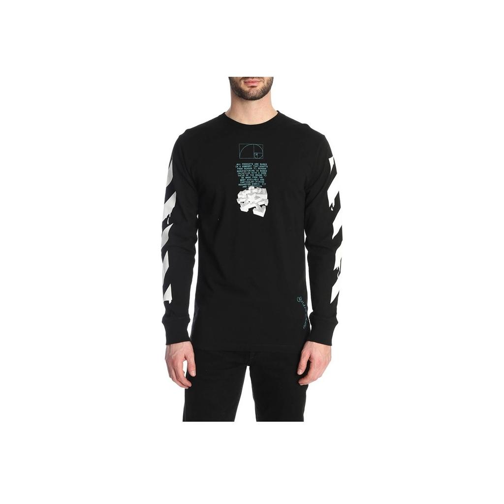 Off-White Ss20 Dripping Arrows Logo Long Sleeve T-Shirt Men Tops Black OMAB001R201850051001