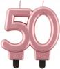 Candle Number 50 Pink Gold Rose Gold Metallic Birthday 8Cm