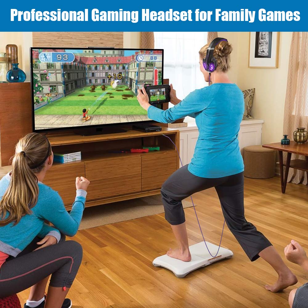Bengoo Gaming Headset for Noise Cancelling Headset with Wired Gaming Headphones for Deep LED Controller Stereo FPS Compatible with Nintendo Xbox and