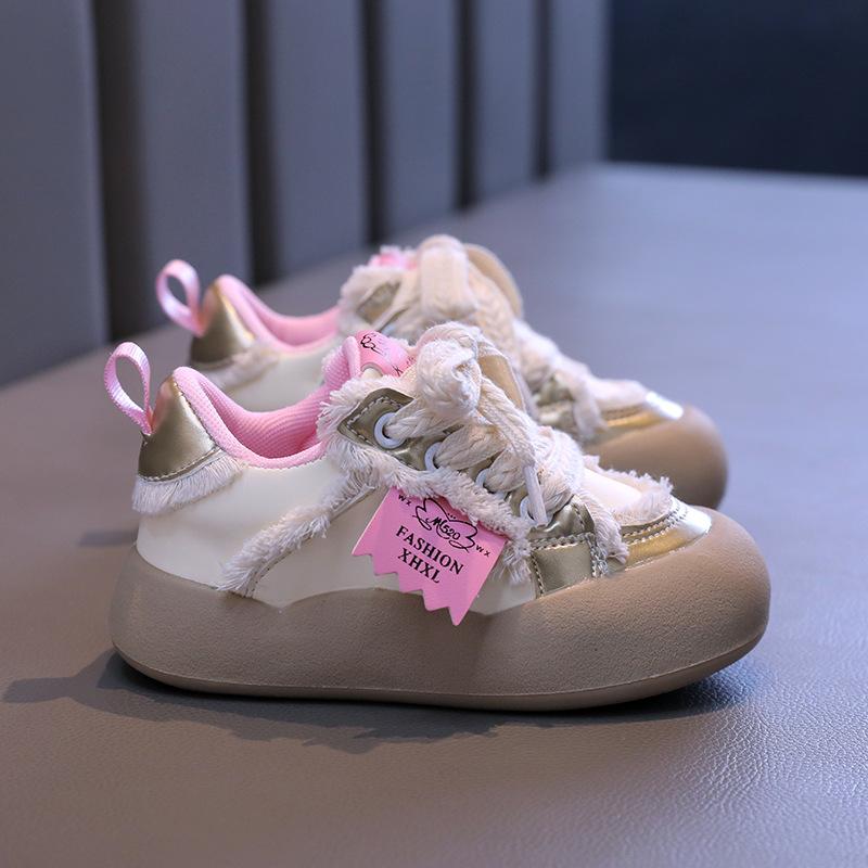 Girls shoes fashion board shoes 2025 spring and autumn new Korean version of children's soft-soled casual shoes little girl bread shoes