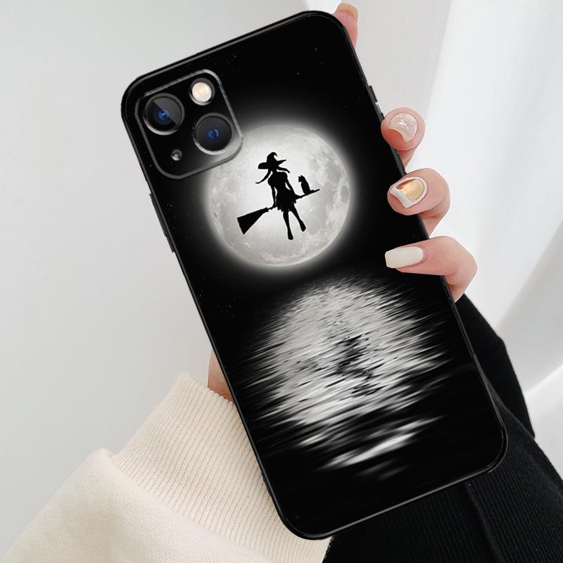 Moon Witch Horror Phone Case For iPhone 13 12 11 14 15 16 Pro Max Mini X XS Max XR Plus Case Back Cover