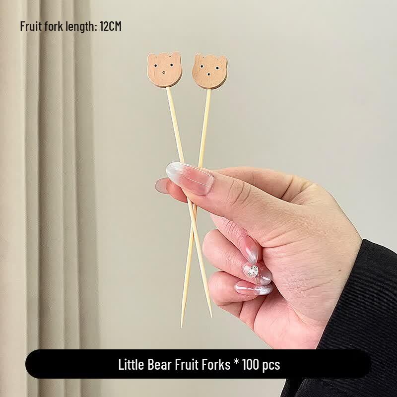 Little Bear Disposable Wooden Fruit Picks