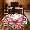 1PC Butterfly Flowers Office Round Area Rug, Under Office Chairs Bedroom Living Room Home Decor, Carpet for Office -1110013
