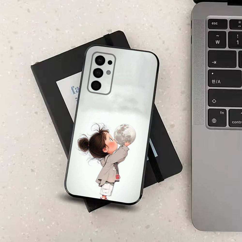 Kid Girl Dog Cute Cartoon Case For Samsung Galaxy A73,52,71,22,Note,31,8,9,53,32,72,41,J7,Soft Black Silicone Cover