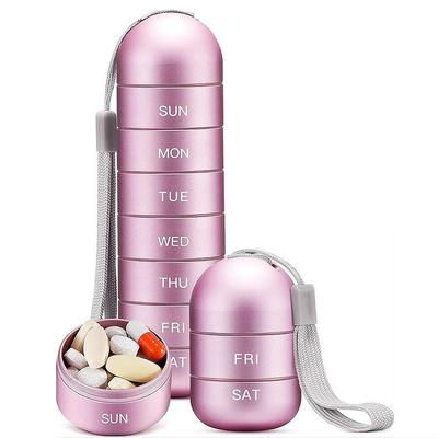 Compact Metal Weekly Pill Box for Travel and Elderly - Convenient, Sealed, Portable Storage