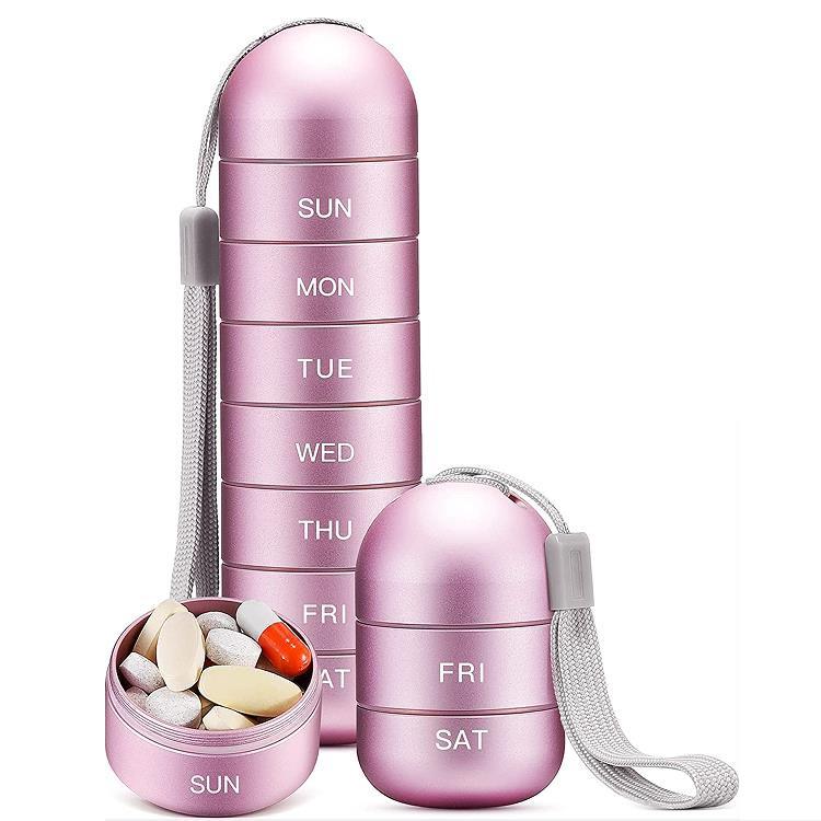 Compact Metal Weekly Pill Box for Travel and Elderly - Convenient, Sealed, Portable Storage