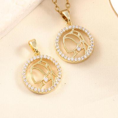 Vielseitige Damen-Halskette im koreanischen Stil mit Zirkon, Anhänger aus vergoldetem Kupfer