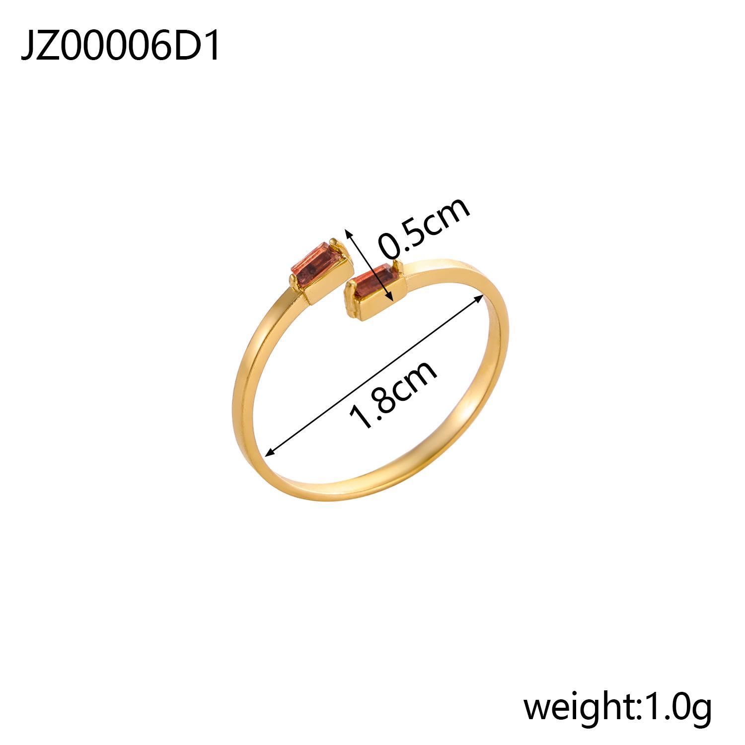 

CARLIDANA Stainless Steel Colorful Square Zircon Ring for Woman Gold Color Simple Style Open Ring Fashion Jewelry Dropshipping resizable