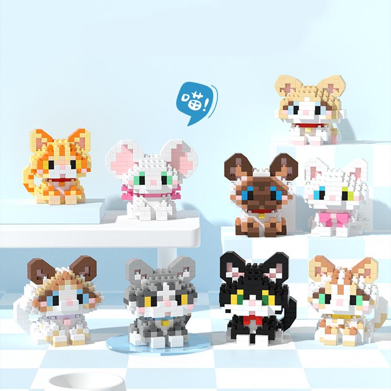 Animal Small Particle Dog Cat  Mini Building Blocks DIY Assembly Brick Sets Educational Toys for Kid 10 To 12 Year Birthday Gift