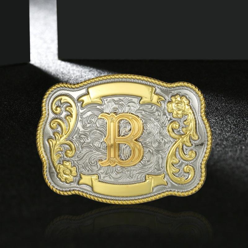 

Мужской ремень из золота с пуговицей, пряжка из цинкового сплава, пластина с инициалами фамилии, пряжка из джинсовой ткани в стиле вестерн Length 10cm * Width 7cm