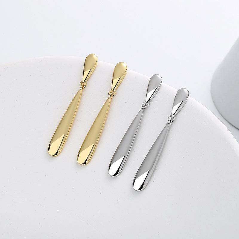Glossy Geometric S925 Silver Needle Stud Earrings - Simple, Elegant, Cold Style for Women
