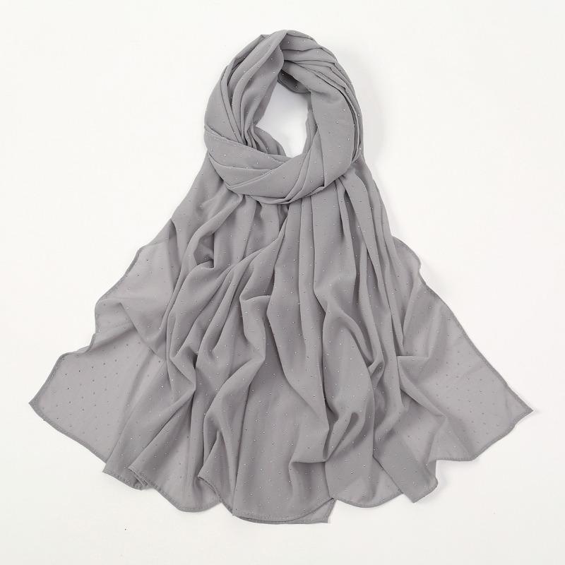 Pearl chiffon gypsy star hot diamond long towel women's headscarf popular monochrome ethnic headscarf