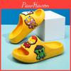 Stylish And Fun Cartoon Themed Boys Slippers For Summer In Black Yellow And Pink With Comfortable Material Eva