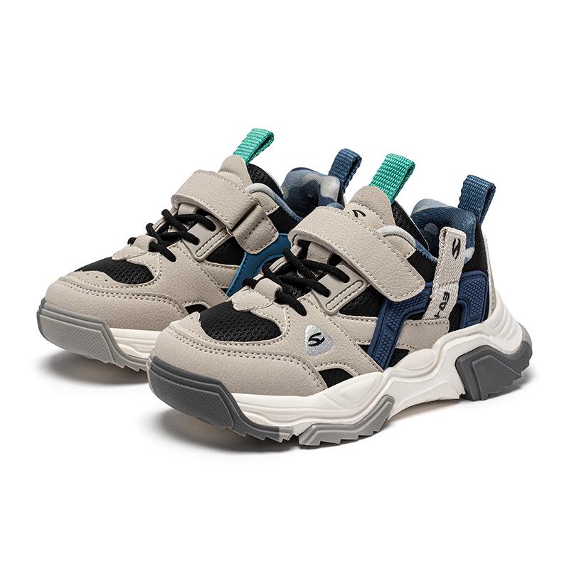 Hapi Bear Pojkars Låga Lädersneakers med Kardborre för Vår- och Höstsäsongen