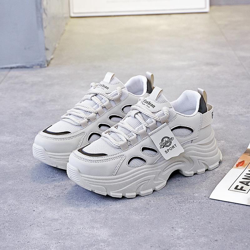 Women's 2025 Spring Thick-Soled Casual White Dad Shoes T73