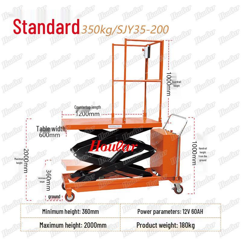 Electric Hydraulic Scissor Lift Cart - Mobile Flatbed Trolley