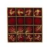 1 Box/16 Stück Weihnachten Beflockte Kugeln Xmas Dekorationen Beflockte Hängende Kugeln Weihnachtsbaum Beflockter Kugelanänger,Rot/Grün