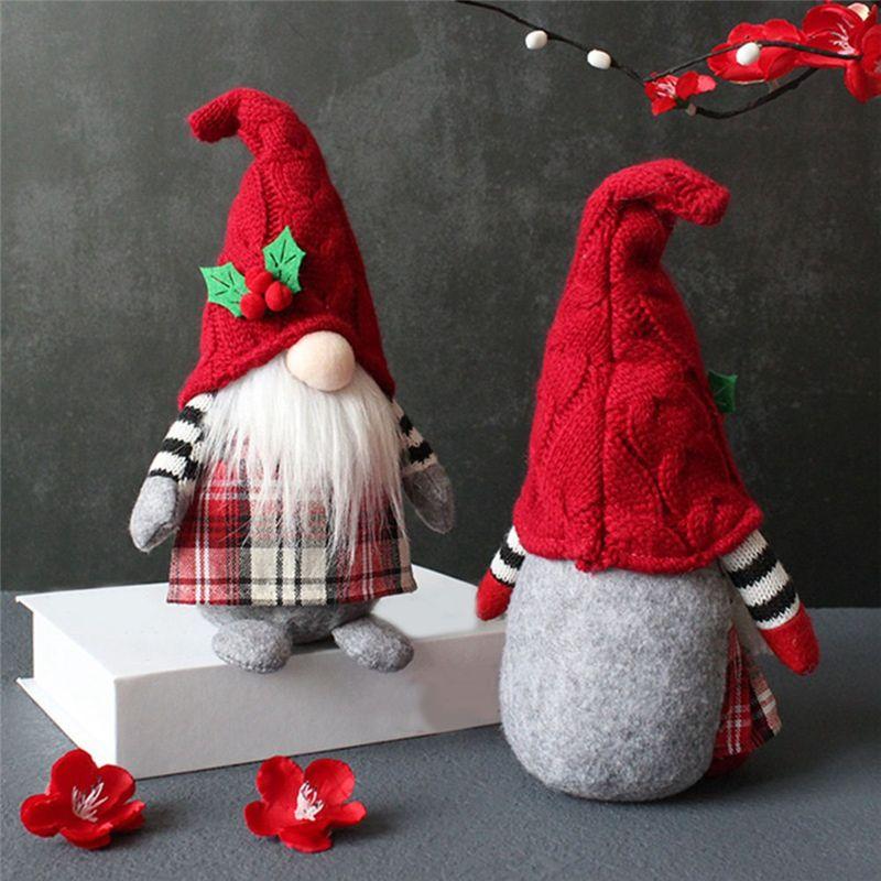 AEE4-Christmas Gnomes Christmas Gnome Cute Faceless Doll Hooded Forest Old Man Doll Home Plush Desktop Ornaments
