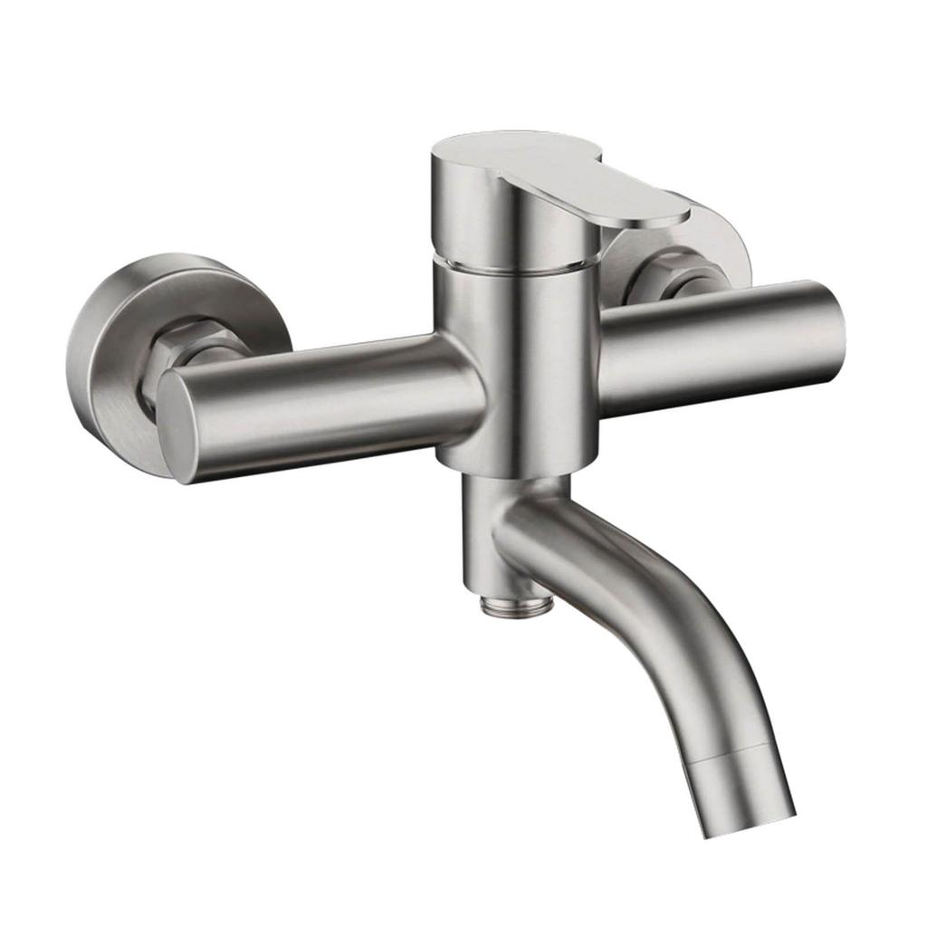 Stainless Steel Bathroom Shower Mixer Faucet Wall Mounted Hot Cold Water Dual Spout Mixer Tap Universal Shower Diverter System