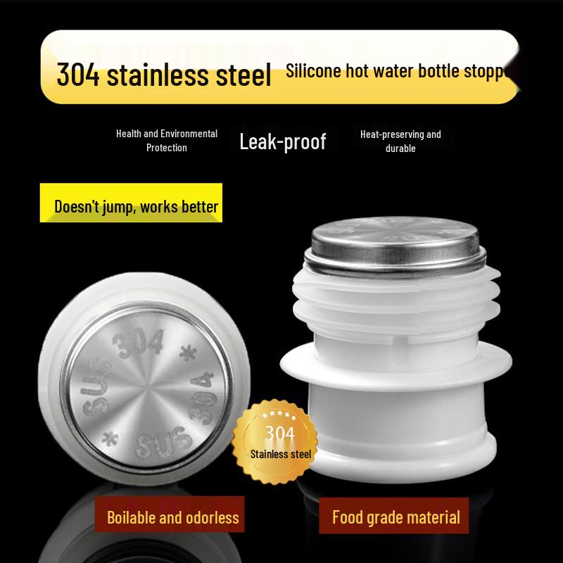 Universal Food-Grade 304 Insulated Hot Water Bottle & Thermos Lid Stopper Large Stainless Steel Stopper 1 pc
