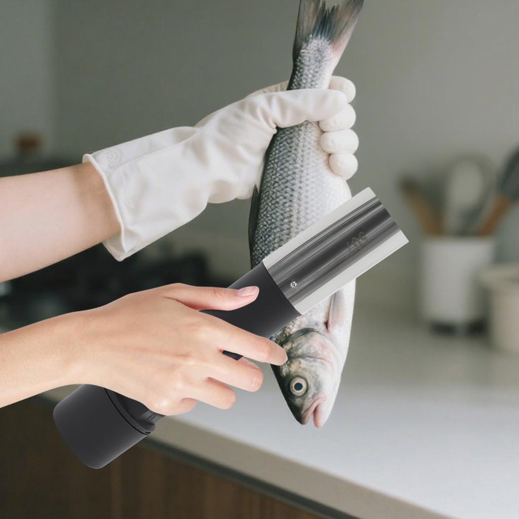 Electric Stainless Steel Fish Scaler,Black Electric Fish Scaler with Rechargeable Battery for Fish Markets,Seafood Restaurants