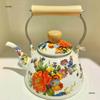 Ethnic Style Thickened Enamel Milk Tea Kettle for Induction Cooktops