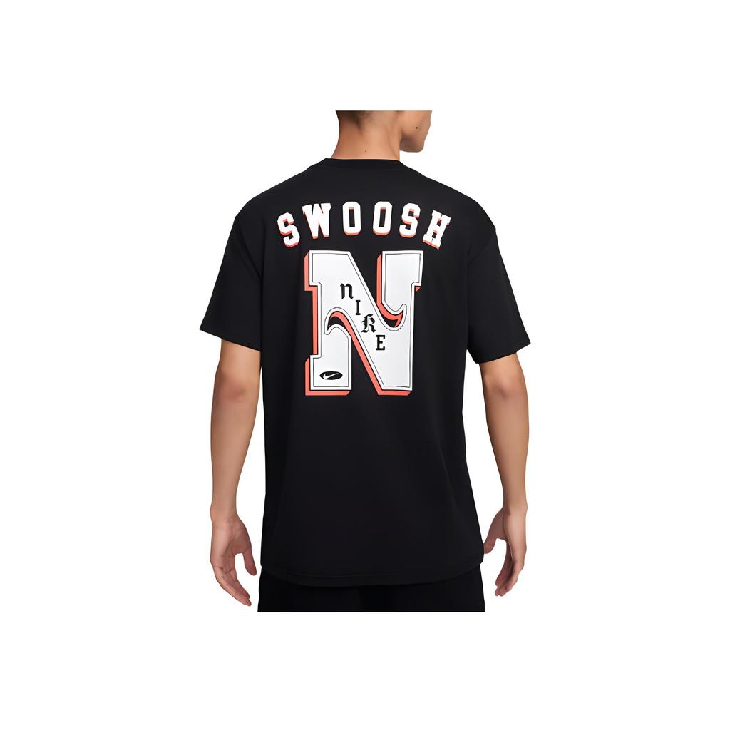 Nike Air Max 90 Cotton Comfort Casual Short Sleeve Crew Neck Letter Print T-Shirt With Drop Shoulder Men Tops Black FZ5386-010