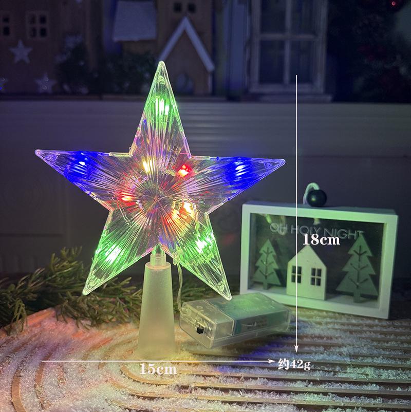 Christmas Transparent Luminous Star Tree Topper - Light-up Five-Pointed Decoration