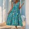 Abito da Donna Senza Maniche Casual Svasato A-line Midi Vestiti a Maglietta Con Tasche Girocollo Vacanza Boho Spiaggia Vestito Estivo