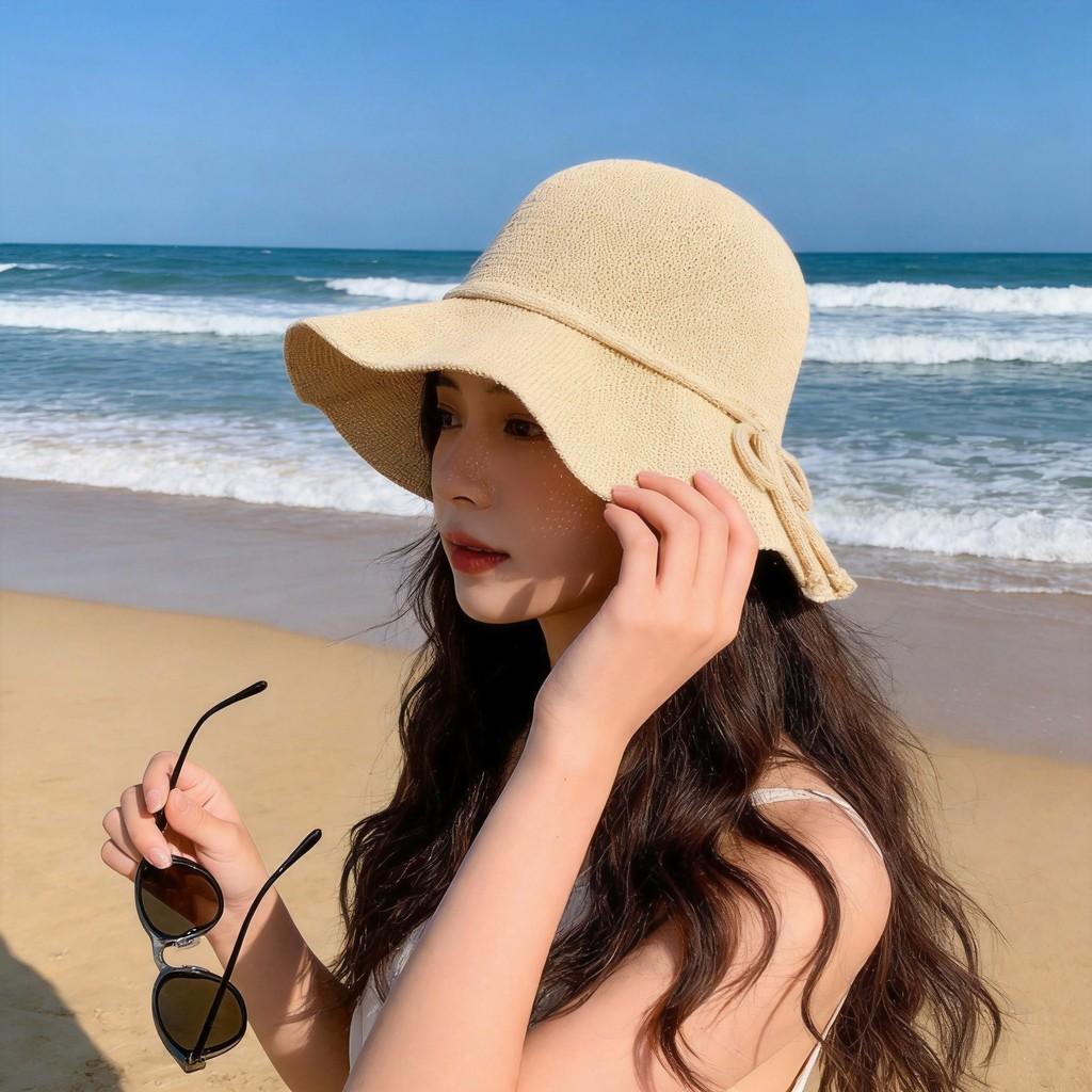Summer Womens Breathable Polyester Fisherman Hat With Foldable Sunshade For Beach Outdoor Use