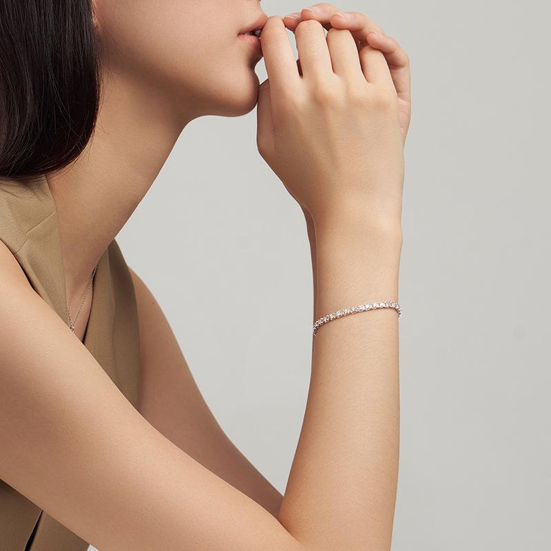 S925 Sterling Silver Moissanite Tennis Bracelet Versatile Premium Sense Shining Jewelry