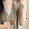 Brown Braided Circle Cord Necklace – Elegant Natural Design for Women