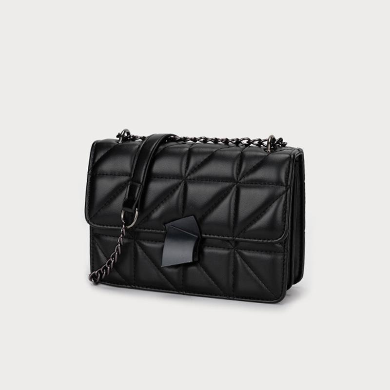 Xiaoxiangfeng PU Leather Quilted Soft Leather Single Shoulder Crossbody Bag 2025 Spring Summer Trendy Black Fashion Versatile Small Square Bag
