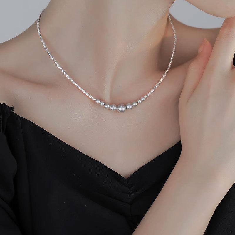 

Жемчужное ожерелье с рваными краями, французский ретро-дизайн, цепочка для воротника, минималистский дизайн, универсальный