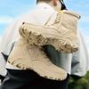 Luxury Men's High-top Boots Waterproof Anti-skid Wear-resistant Shoes Fashion Side Zipper Shoe Outdoor Climb Work Plus Velvet To Keep Warm Hiking Boot