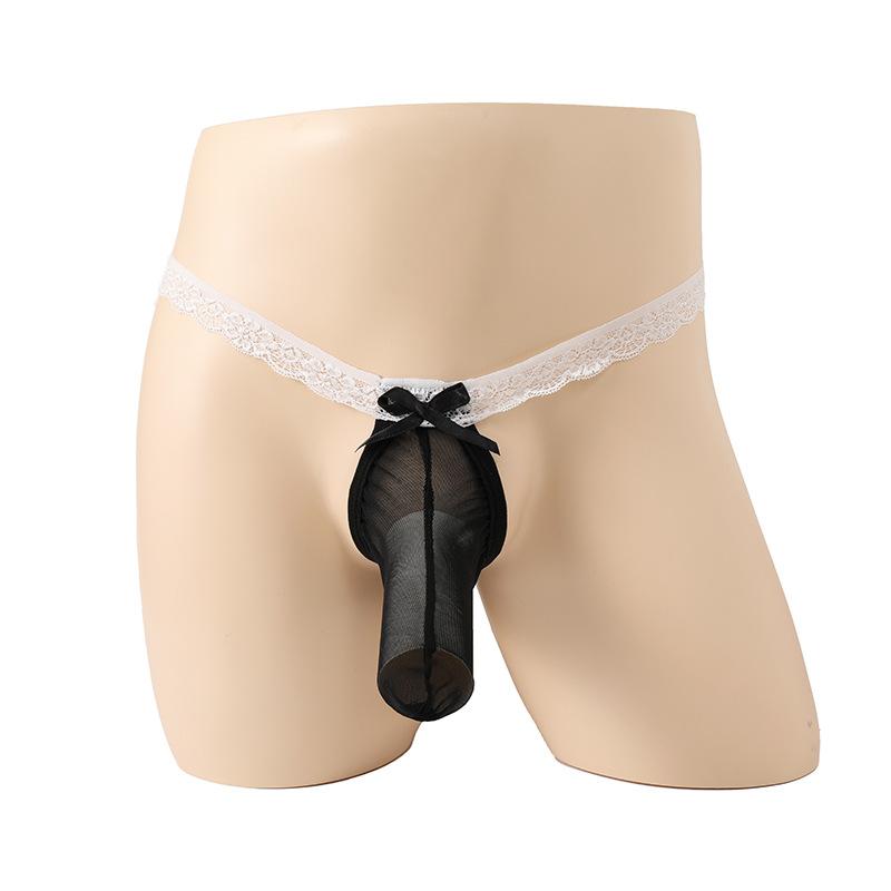 Men's elastic underwear lace all-inclusive leaking pp T-shaped four-corner sex underwear men's sex underwear