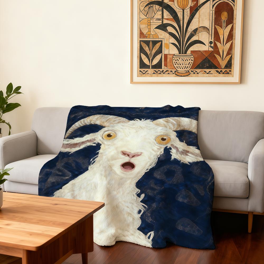 Funny Cute Spooky Goat Face Blanket Super Warm Comfortable Plush Throw Blanket Child Home Sofa Bedroom Gift 30x40in