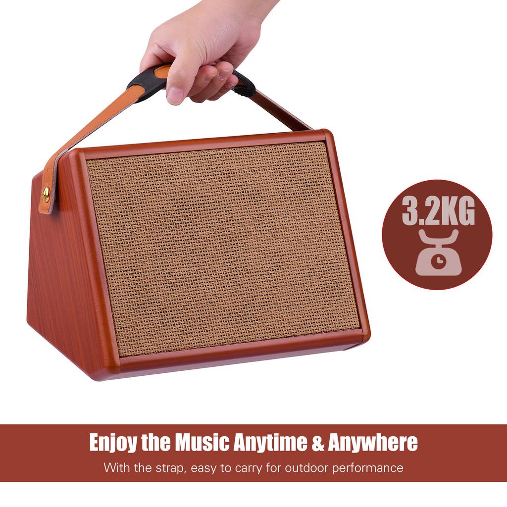 AC-25 25W Portable Acoustic Guitar Amplifier Rechargeable Amp Wireless BT Speaker Indepedent Reverb