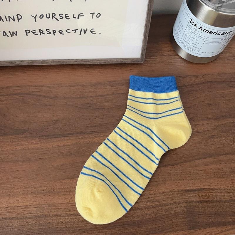 Retro Casual Striped Socks, Children's Short Socks, Trendy Cotton Socks, Summer Lightweight Sports Socks, Couple's Mid-calf Socks