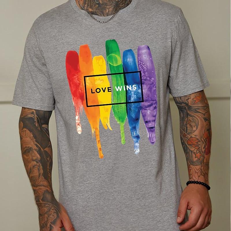 Men's LOVE WINS Rainbow Graphic T-Shirt Short Sleeve