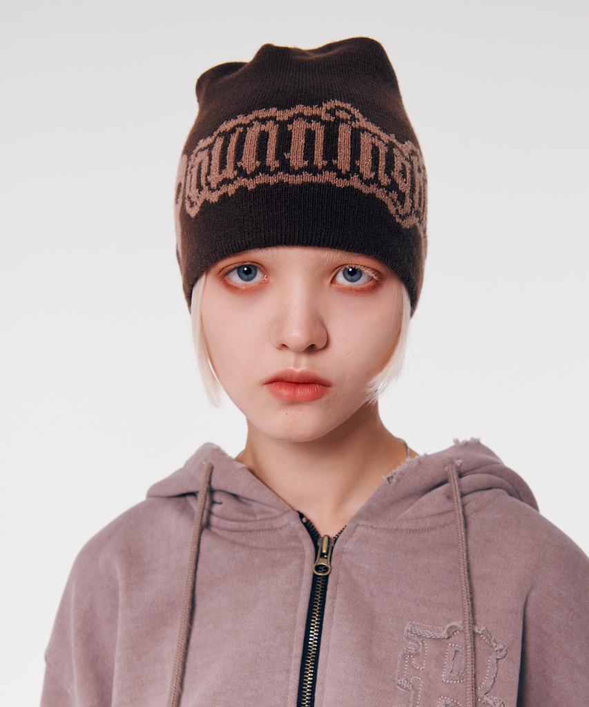 Leoninghai Skull Logo Jacquard Beanie [Brown]