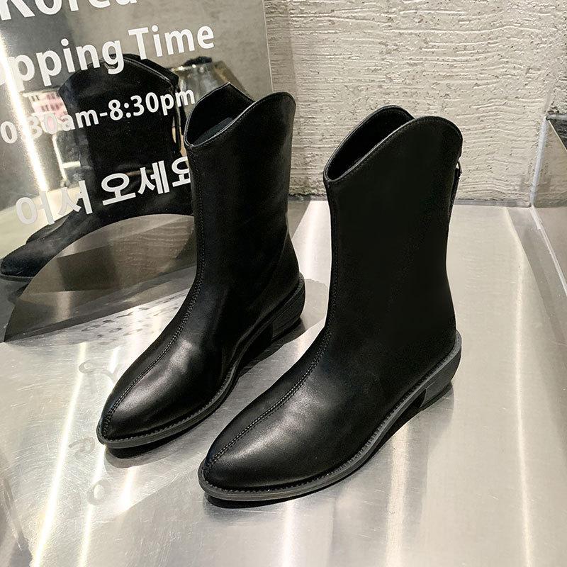Pointed Martin Boots Women's New V-mouth Western Cowboy Spring and Autumn Single Boots Summer Thin Short Boots Women's Small